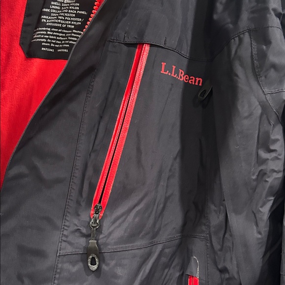 L.L. Bean Men's Black Rain Jacket with Red Accents - Picture 9 of 11